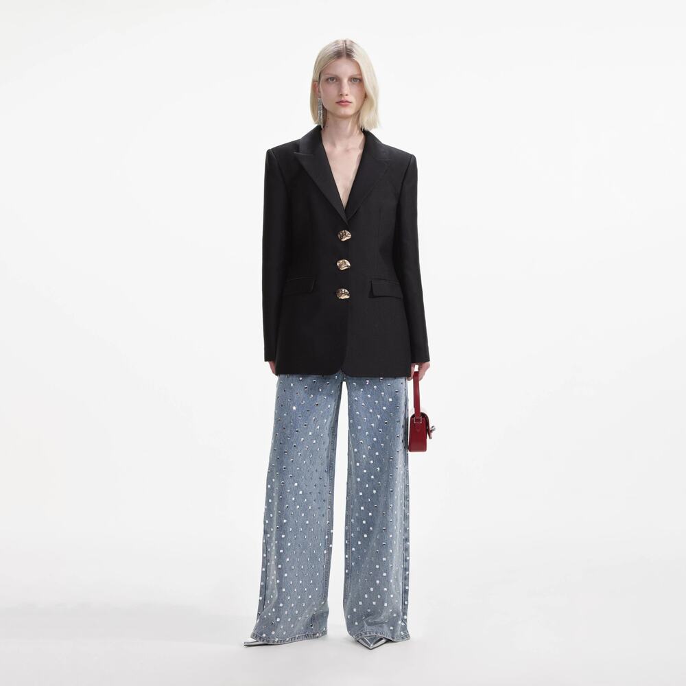 Self-Portrait Taffeta Blazer - US 4 Black